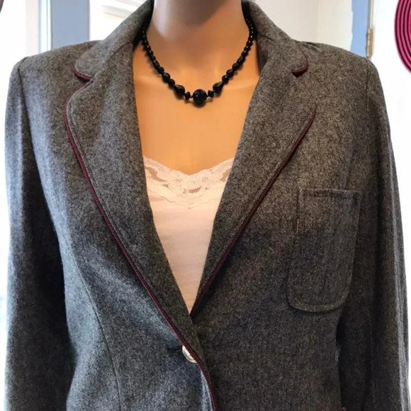 VTG JR Bazaar Wool 2 buttons 3 Pockets Gray Jacket Blazer Women Size 7 Pockets - Picture 7 of 8